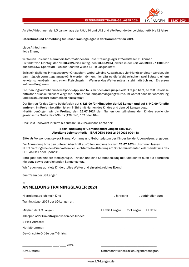 Elternbrief Trainingslager 2024
 